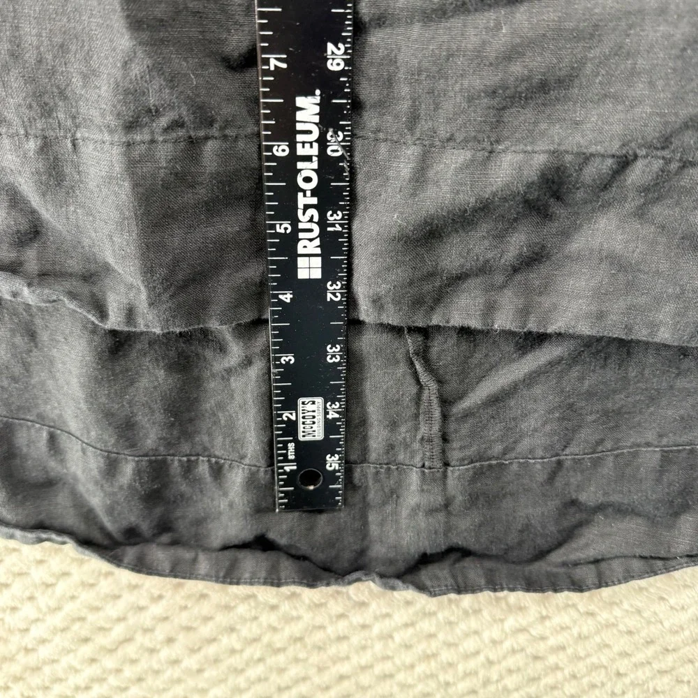 Bryn Walker Linen Shift Dress Women L Black‎ Sleeveless High-Low Hem Pockets